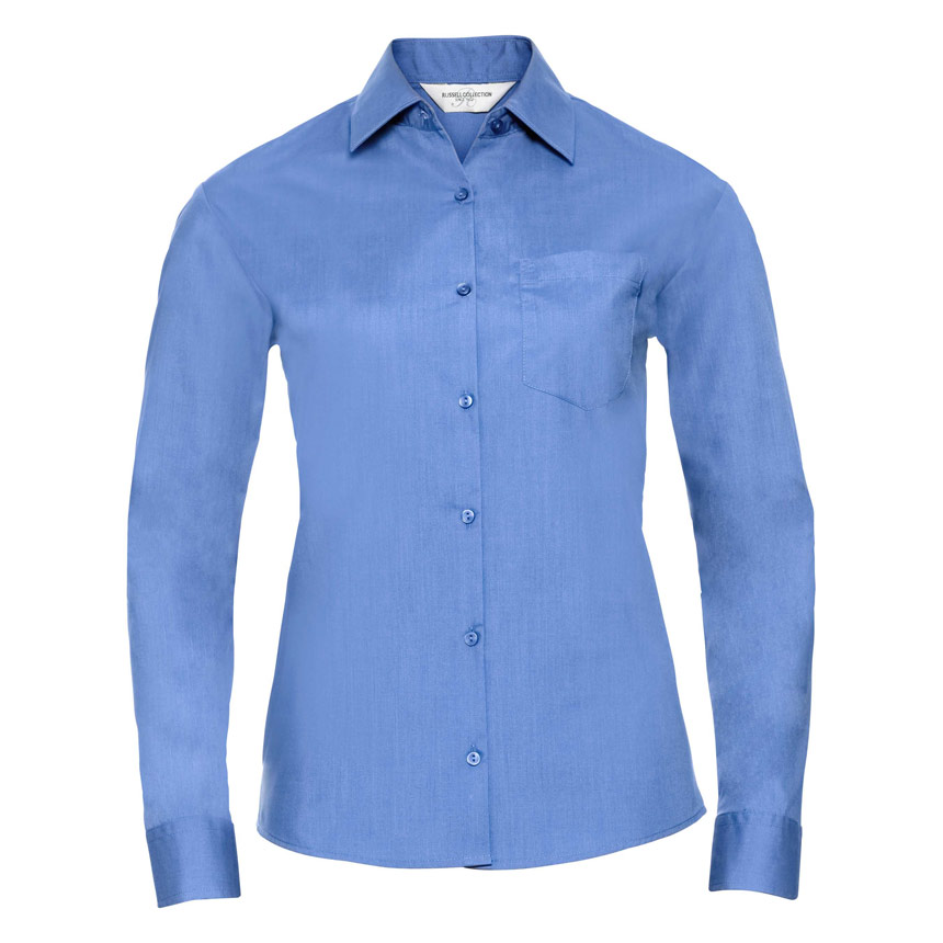 R934F-Ladies LS PolyCotton Poplin Shirt